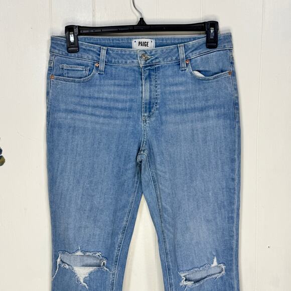 Paige Brigitte Womens Jeans Size 29 Blue Distressed Mid Rise Rocker Grunge Denim - Picture 2 of 14